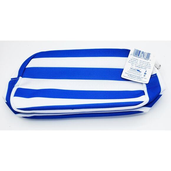 Inis Blue & White Stripe 5" x 7" Zippered Cosmetic Pouch Bag NWT - Picture 1 of 3